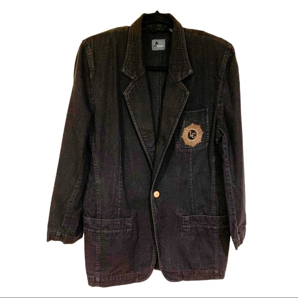 LizWear Blazer Black Vintage Preppy Style 100% Cotton Ivy League Blazer Size 8 - Picture 2 of 12